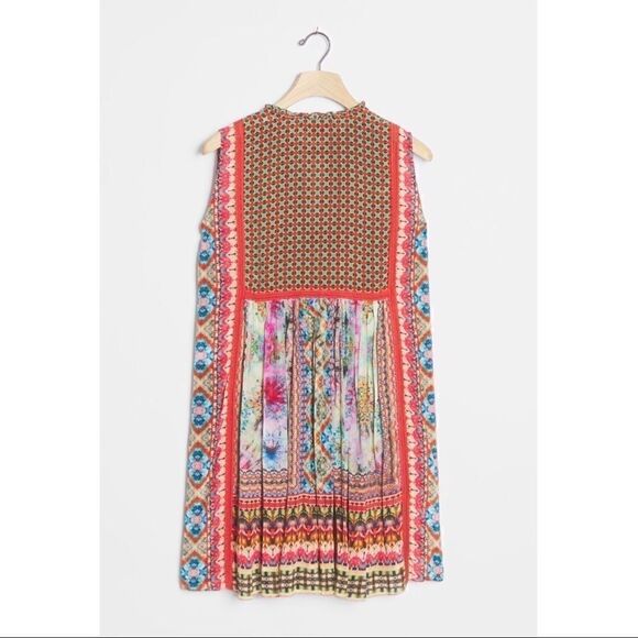 NEW Anthropologie Bhanuni by Jyoti Dalia Spliced Neck Tie Tunic Dress X-Small - Picture 2 of 3